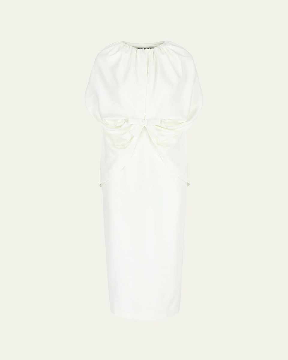 Ruched Waist Long Cape Dress